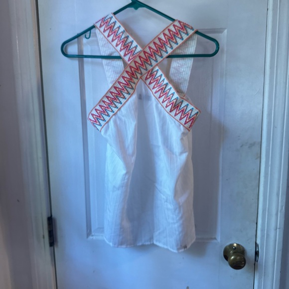 White Sleeveless Top with Pink Zigzag Straps - Picture 4 of 4
